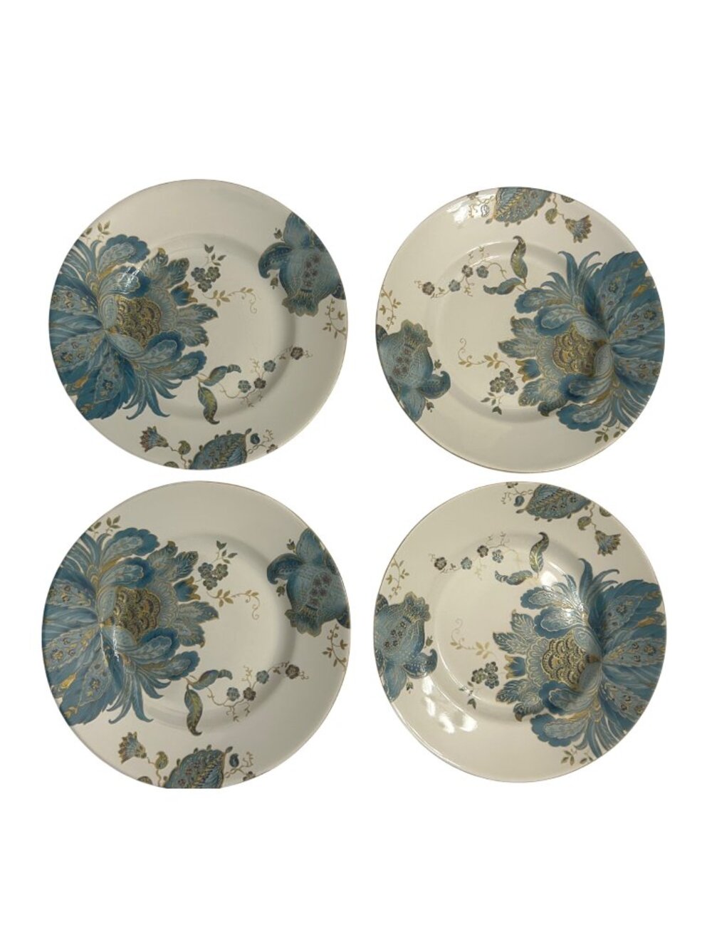222 Fifth Eliza Teal Fine China 8.5" Salad Plate Porcelain SET of 4